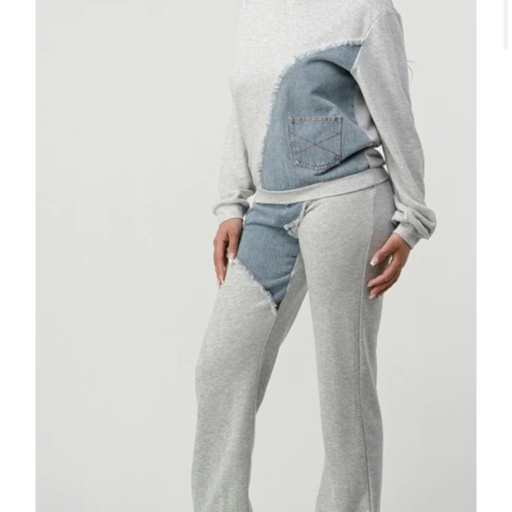 Denim Insert Sweatsuit - Picture 7 of 11